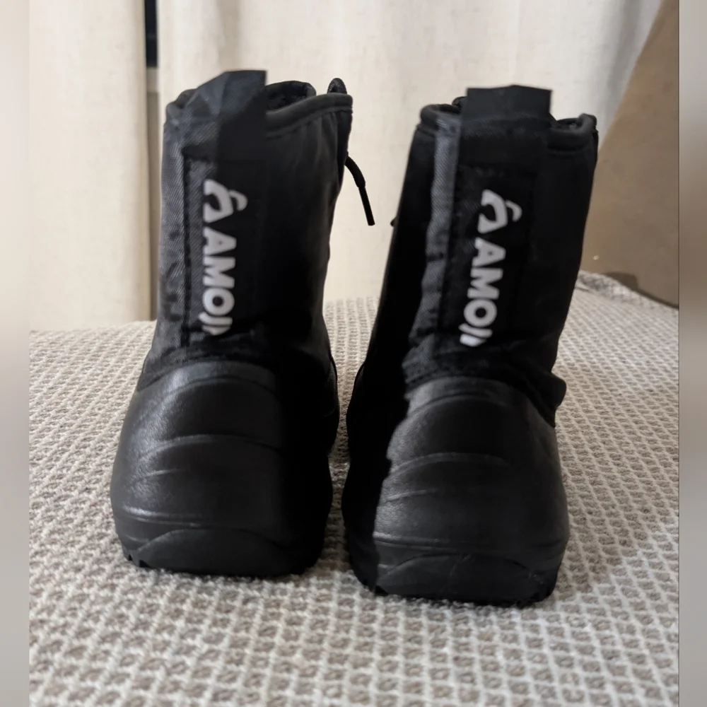 Kids Black Lace-Up Snow Boots